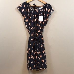 Lauren Conrad navy with pink floral print dress